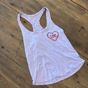 Victorias Secret Purple & Embroidered Red Hearts Love Tank Pajamas
